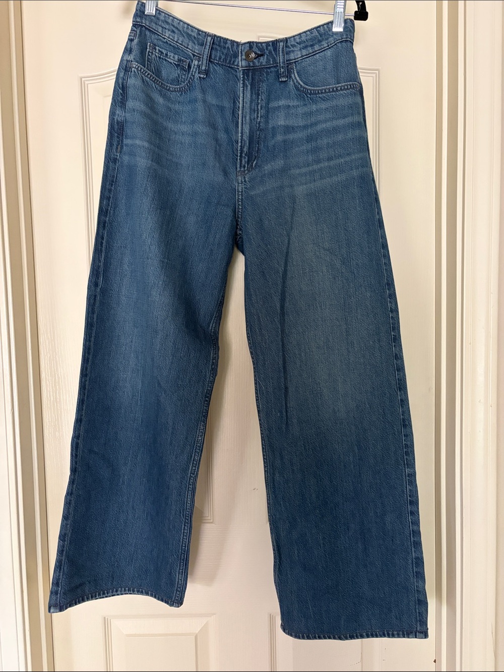 rag & bone Women's Wide-Leg Cropped Blue Jeans